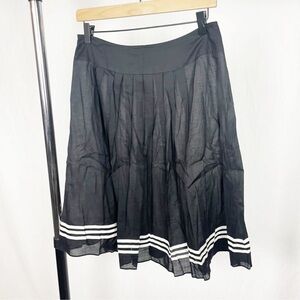 Anthropologie Saja Black flowy skirt with which stripe lined small